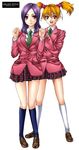  blazer fresh_precure! higashi_setsuna jacket kneehighs legs momozono_love multiple_girls precure public_yotsuba_middle_school_uniform school_uniform socks yoshida_inuhito 