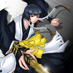  black_hair bleach grey_eyes hamu_agaki haori japanese_clothes shikai short_hair_with_long_locks solo sui-feng suzumebachi_(shikai) taichou_haori 