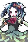  bad_id bad_pixiv_id blue_hair blush chiruku copyright_request dress elbow_gloves geno-tan gloves head_wings highres long_hair solo twintails 