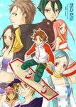  4boys 4girls anemone_(eureka_seven) artist_request collar dominic_sorel eureka eureka_seven eureka_seven_(series) gidget hair_ornament hairclip holland_novak moondoggie multiple_boys multiple_girls raglan_sleeves renton_thurston talho_yuuki 