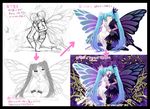  bad_id bad_pixiv_id black_vs_white butterfly_wings dual_persona hatsune_miku how_to kneeling long_hair multiple_girls selfcest sketch thighhighs twintails very_long_hair vocaloid wings yutu 