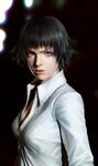  3d absurdres artist_request black_hair breasts devil_may_cry devil_may_cry_3 heterochromia highres lady_(devil_may_cry) lips scar short_hair small_breasts solo 