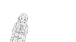  animated animated_gif bird greyscale happy kaminogi_haruka lowres monochrome noein scarf solo spinning 