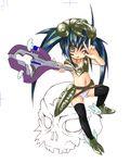  arbiter blue_hair commentary_request halo_(game) high_heels magical_girl midriff panties personification rando_seru shoes skull solo thighhighs twintails underwear v wings 