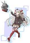  amatsukaze_(kantai_collection) choker dress garter_straps gloves kantai_collection long_hair o_o pensuke red_legwear rensouhou-kun sailor_dress short_dress silver_hair single_glove thighhighs very_long_hair white_gloves yellow_eyes zettai_ryouiki 