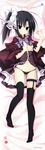  :o absurdres bed_sheet black_eyes black_hair black_legwear black_panties blush bow bow_panties bowtie breasts capelet dakimakura from_above fujita_konron full_body hand_on_own_chest highres huge_filesize inugami_kira leg_garter legs lowleg lowleg_panties lying majo_koi_nikki no_bra on_back open_clothes open_shirt panties parted_lips pillow purple_bow purple_neckwear shirt side_ponytail small_breasts solo thighhighs underwear 