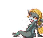  barefoot breasts butt dark_nek0gami female fingering hair headgear hylian imp long_hair looking_at_viewer masturbation midna nipples plain_background solo the_legend_of_zelda twilight_princess video_games 