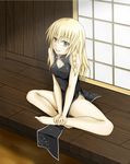  alternate_costume bare_shoulders barefoot black_dress blonde_hair bow breasts china_dress chinese_clothes cleavage cookin dress feet grin hair_bow hands_on_feet indian_style kirisame_marisa legs long_hair looking_at_viewer medium_breasts no_hat no_headwear no_panties plantar_flexion shouji sitting sleeveless sleeveless_dress sliding_doors smile solo touhou v_arms yellow_eyes 