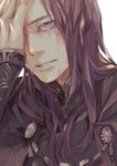  ayajik berserker_(fate/zero) fate/zero fate_(series) hand_on_own_face lancelot_(fate/zero) long_hair male_focus purple_eyes purple_hair solo tears 