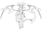  bleedman claws dragon hair horn human hybred hybrid long_hair mammal monochrome plain_background solo white_background wings 