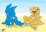 agumon anus balls butt cum digimon duo gabumon gay male penis presenting presenting_hindquarters raised_tail tongue tongue_out uncut veemon wolfblade 