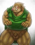  balls biceps blush boar butt chubby dragon_quest fb1907 flaccid flashing male mammal monster orc_(dq) ork overweight penis porcine solo tunic 