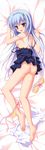  absurdres ass blue_hair bow bow_bra bra bra_removed breasts d: dakimakura dress_pull full_body heart highres huge_filesize karumaruka_circle legs long_hair looking_at_viewer looking_back natsume_koyomi nipples open_mouth panties panties_around_one_leg pink_eyes shirt_removed side-tie_panties small_breasts solo sweat toranosuke underwear untied untied_panties watermark yellow_bra yellow_panties 