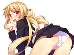  ass blonde_hair blush cameltoe kantai_collection long_hair panties racer_(magnet) satsuki_(kancolle) seifuku underwear 