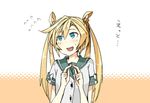  abukuma_(kantai_collection) annin_musou bad_id bad_pixiv_id blonde_hair blush kantai_collection long_hair looking_away solo 