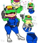  areola big_breasts big_butt blush breasts bronze_stew butt chubby colored crossgender eye_lashes female hat invalid_tag jumpsuit necklace nintendo nipples scarf slippy_toad star_fox sweat thighs toad video_games wet_shirt wide_hips 