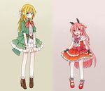  2girls blue_eyes head_wings hime-chan mokomichi multiple_girls pink_hair ruki_(senyuu) sen&#039;yuu. sen'yuu. 