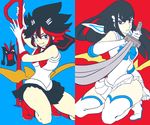  bishoujo_senshi_sailor_moon black_hair boots cosplay elbow_gloves gloves kill_la_kill kiryuuin_satsuki living_clothes long_hair matoi_ryuuko multicolored_hair multiple_girls oto-010 red_hair sailor_senshi_costume sailor_senshi_uniform scissor_blade senketsu short_hair skirt sword thigh_boots thighhighs two-tone_hair weapon white_gloves 