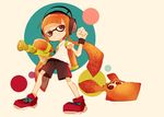  domino_mask furukawa_wanosuke grin gun headphones ink_tank_(splatoon) inkling long_hair mask orange_eyes orange_hair short_hair_with_long_locks sidelocks smile solo splatoon_(series) splatoon_1 splattershot_(splatoon) squid weapon 