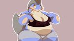  breasts chubby cleavage clothed clothing female mega_swampert midriff nintendo overweight pok&#233;mon pok&#233;morph pok&eacute;mon shamelesss solo standing swampert thick_thighs tongue tongue_out video_games wide_hips 