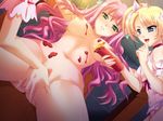  3girls april_(reizoku_no_majo_april) bdsm blonde_hair blue_eyes bondage bound breasts breasts_apart candle clone clothed_female_nude_female clothed_on_nude fairy game_cg large_breasts maisie_(reizoku_no_majo_april) multiple_girls navel needle nipples nude pink_hair pointy_ears puffy_nipples reizoku_no_majo_april revenge small_breasts spread_legs uncensored wax witch yuri 