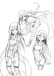  bad_id bad_pixiv_id breastplate breasts breasts_outside fingerless_gloves gloves greyscale highres jacket kirito kirito_(sao-ggo) leotard long_hair monochrome otoko_no_ko shizumi_satou sketch small_breasts sword sword_art_online very_long_hair weapon 