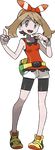  :d bike_shorts blue_eyes bow breasts brown_hair fanny_pack full_body hair_bow hair_ribbon haruka_(pokemon) highres holding holding_poke_ball looking_at_viewer official_art oomura_yuusuke open_mouth poke_ball pokemon pokemon_(game) pokemon_oras ribbon shirt short_shorts shorts sleeveless sleeveless_shirt small_breasts smile solo standing transparent_background wristband 