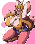  anthro big_breasts blush breasts brown_hair cleavage clothed clothing day-t female hair latias long_hair nintendo nipple_bumps open_mouth pok&#233;mon pok&eacute;mon solo tight_clothing video_games yellow_eyes 