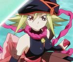  1girl animated animated_gif blonde_hair breasts brown_eyes gagaga_girl medium_breasts skull solo yu-gi-oh! yuu-gi-ou_zexal 