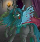  anus butt changeling female feral flower friendship_is_magic hair hi_res horn inside long_hair looking_at_viewer my_little_pony pussy queen_chrysalis_(mlp) rose solo wings xanthor 