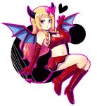  arm_support armpits bare_shoulders bikini_top blonde_hair blown_kiss blush boots breasts bug butterfly butterfly_hair_ornament cappuccino1 cleavage cleavage_cutout demon_girl demon_horns demon_tail demon_wings drill_hair elbow_gloves full_body gloves groin hair_ornament heart heart-shaped_pupils heart_cutout high_heel_boots high_heels horns insect kneehighs lace lace-trimmed_skirt lines long_hair medium_breasts navel outline pointy_ears purple_eyes puzzle_&amp;_dragons red_footwear red_gloves red_skirt sideboob simple_background skirt solo spots succubus succubus_(p&amp;d) symbol-shaped_pupils tail tank_top white_background wings 