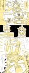  ^_^ admiral_(kantai_collection) ahoge autobot bad_id bad_twitter_id closed_eyes comic detached_sleeves engiyoshi hair_ornament hairband hat highres kantai_collection kongou_(kantai_collection) mecha nontraditional_miko open_mouth optimus_prime size_difference sketch smile sweat transformers translated 