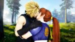  cloud_strife crossover dead_or_alive dead_or_alive_5 final_fantasy final_fantasy_vii kasumi_(doa) kiss kissing 