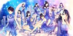  black_eyes black_hair bracelet brown_hair dress flower fukumura_mizuki hair_flower hair_ornament high_heels highres hirano_katsuyuki iikubo_haruna ikuta_erina ishida_ayumi jewelry kudou_haruka_(momusu) michishige_sayumi morning_musume multiple_girls necklace oda_sakura satou_masaki_(momusu) sayashi_riho skirt suzuki_kanon 