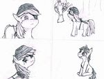  apple_bloom_(mlp) cub derpsickle equine eye_patch eyewear female femalemother freckles friendship_is_magic hat hi_res horse male mammal monochrome my_little_pony original_character pony rake smile son tears widow young 