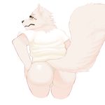  butt canine clothing embarrassed fox fur gingitsune gintaro hicanyoumooforme looking_at_viewer male mammal presenting presenting_hindquarters solo underwear white_fur 