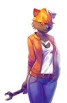  cleavage clothed clothing dash_shepard female hard_hat helmet jeans looking_at_viewer mammal marsupial plain_background solo tasmanian_devil tight_clothing white_background wrench 