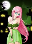  absurd_res big_breasts breasts cleavage clothed clothing female fluttershy_(mlp) friendship_is_magic hair halloween hi_res holidays human humanized looking_at_viewer mammal my_little_pony smile solo zantyarz 