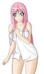  blue_eyes blush breasts clothed clothing female fluttershy_(mlp) friendship_is_magic hair human humanized long_hair looking_at_viewer mammal my_little_pony pink_hair plain_background skimpy solo towel white_background zantyarz 
