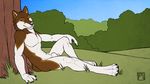  canine claws looking_at_viewer male mammal nude sheath sitting smile solo tsaiwolf wolf 