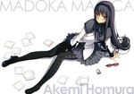  akemi_homura black_hair long_hair mahou_shoujo_madoka_magica oyari_ashito pantyhose white 