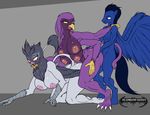  anthro avian big_breasts blush breasts da_goddamn_batguy equine female from_behind group group_sex gryphon horse huge_breasts male mammal multi_breast nude original_character pegasus penetration pony sex smile threesome wings 