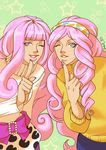  2boys crossdressing crossover koibuchi_kuranosuke kuragehime lipstick long_hair makeup multiple_boys pink_hair smile trap tsukimiya_ringo 