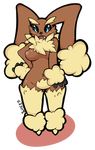  anthro blue_eyes breasts brown_fur chest_tuft female fluffy fur looking_at_viewer lopunny navel nintendo nipples nude pok&#233;mon pok&#233;morph pok&eacute;mon sheep_(artist) solo standing tuft video_games 