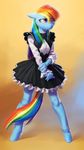  anthro anthrofied blue_fur equine female friendship_is_magic fur hair horse long_hair maid_uniform makkon mammal multi-colored_hair my_little_pony pony rainbow_dash_(mlp) rainbow_hair solo standing 