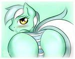  bedroom_eyes blush close-up ep777 equine female friendship_is_magic fur green_fur hair hooves horse looking_at_viewer looking_back lyra_heartstrings_(mlp) mammal my_little_pony open_mouth panties pony presenting raised_tail solo striped_panties two_tone_hair underwear yellow_eyes 