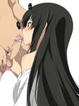  akiyama_mio black_hair blush breasts caressing_testicles censored fellatio k-on! long_hair moritan nude oral penis 