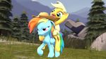  applejack_(mlp) cgi duo equine female feral friendship_is_magic fruitymilk horse humor mammal my_little_pony pegasus pony rainbow_dash(mlp) rainbow_dash_(mlp) source_filmmaker wings 