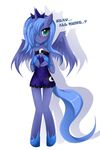  blush clothed clothing cute dress equine female friendship_is_magic horn horse mammal my_little_pony nervous pony princess princess_luna_(mlp) rishi-chan royalty short_dress shy solo winged_unicorn wings 