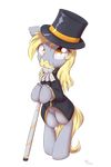  alasou alpha_channel bipedal blonde_hair cane clothing derp_eyes derpy_hooves_(mlp) equine facial_hair female friendship_is_magic fur grey_fur hair hat horse mammal mustache my_little_pony plain_background pony solo top_hat transparent_background yellow_eyes 